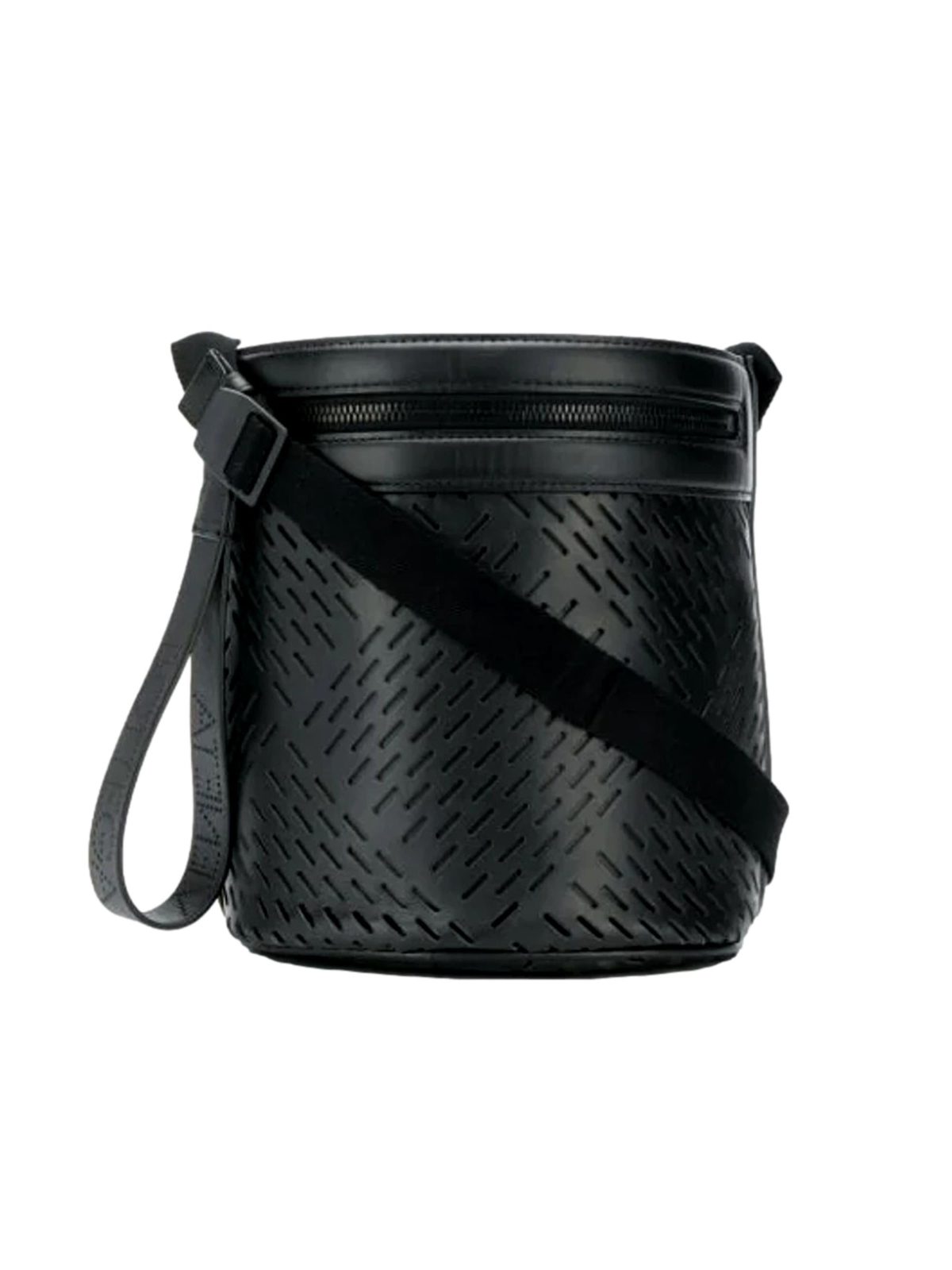 Bottega Veneta Perforated Black Nappa Leather Drawstring Bucket Crossbody Bag