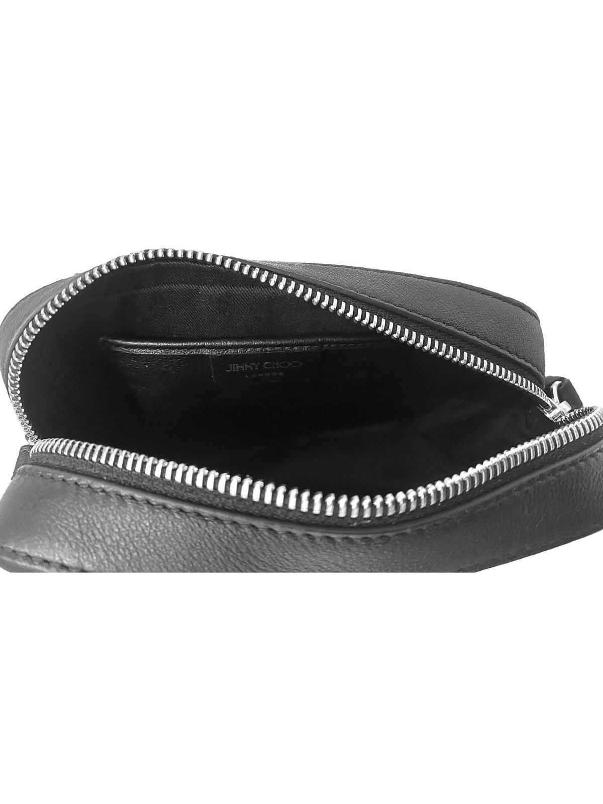 Jimmy Choo Balti Camera Crossbody Bag Black Embossed Leather Chain Strap