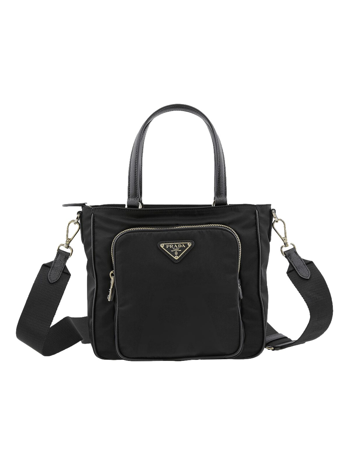 Prada Black Tessuto Nylon and Saffiano Leather Crossbody Satchel