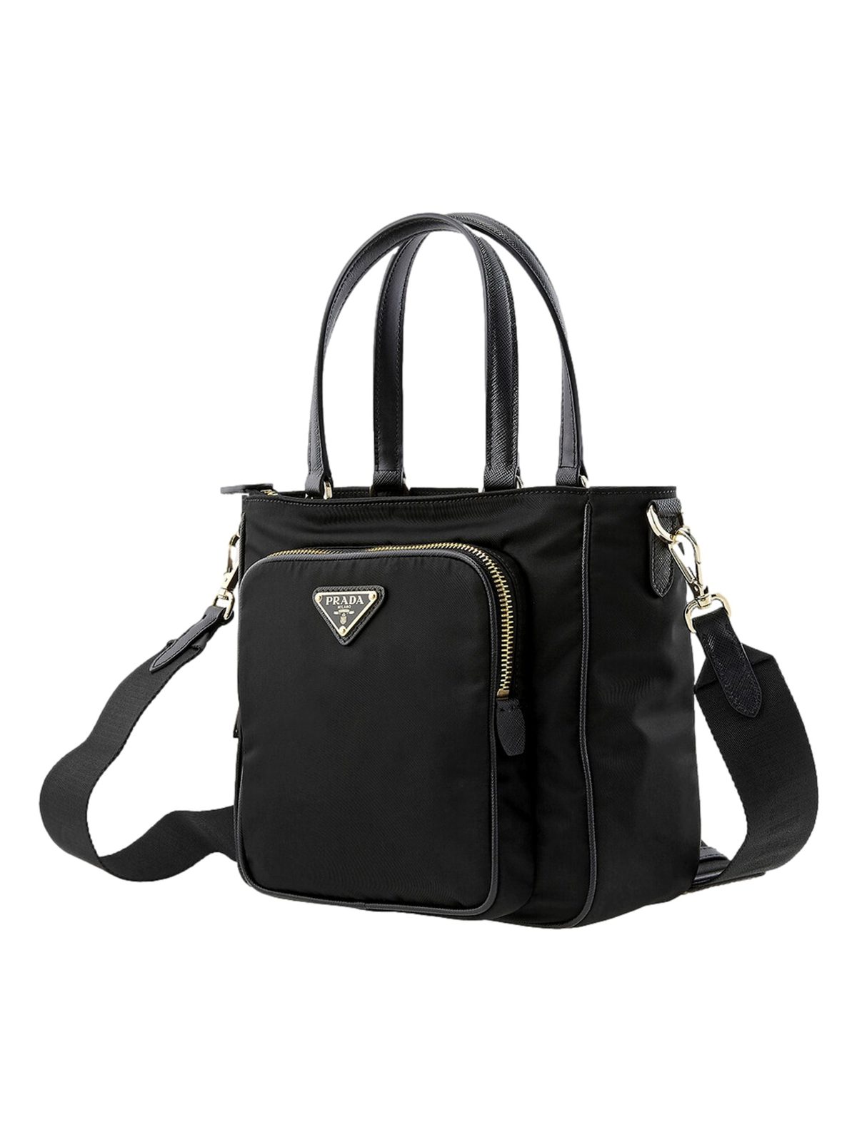 Prada Black Tessuto Nylon and Saffiano Leather Crossbody Satchel