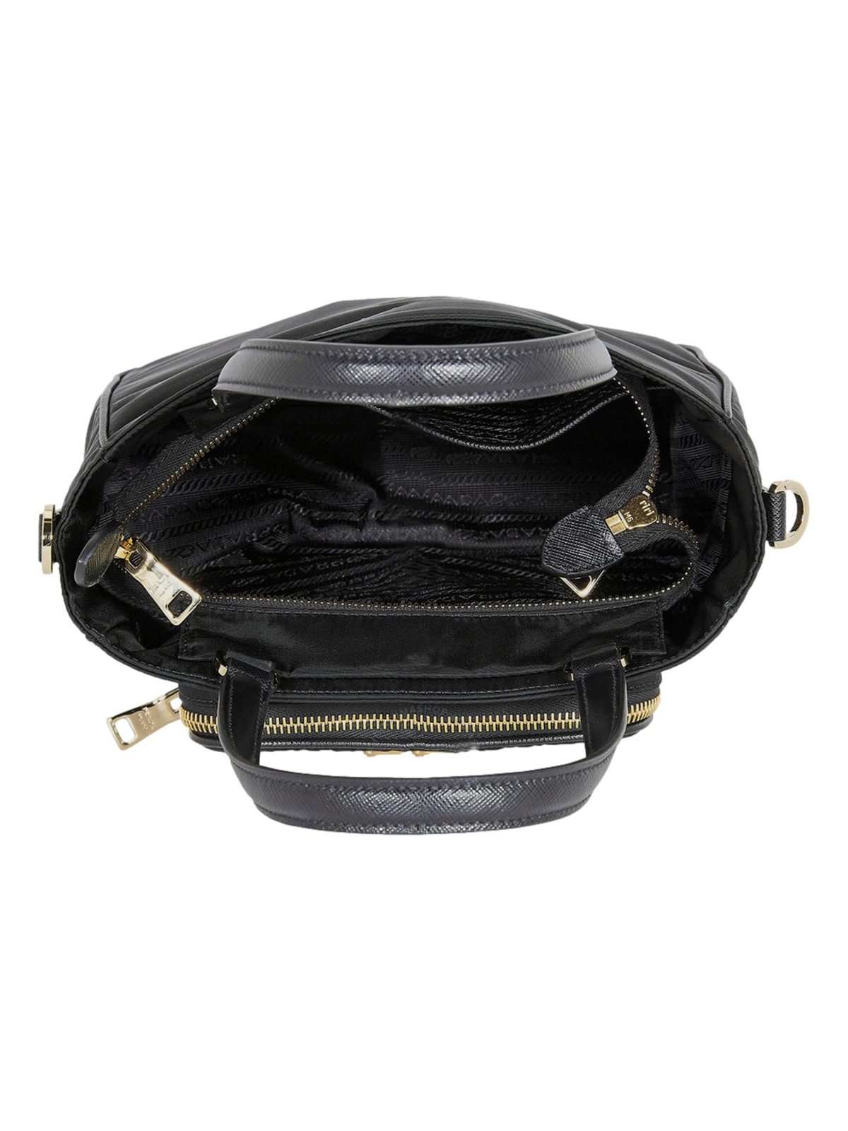 Prada Black Tessuto Nylon and Saffiano Leather Crossbody Satchel