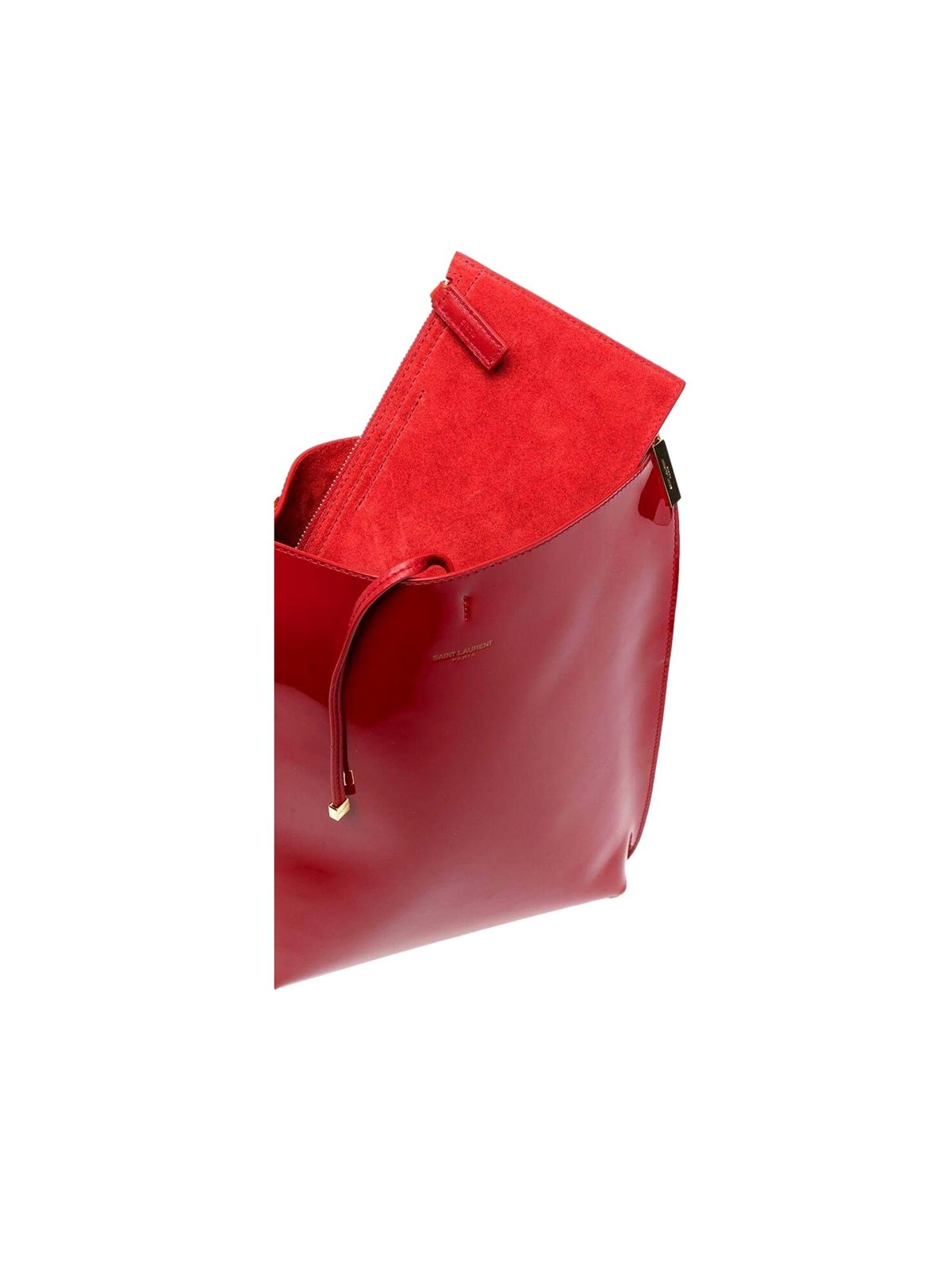 Saint Laurent Suzanne Red Patent Leather Small Chain Hobo Bag