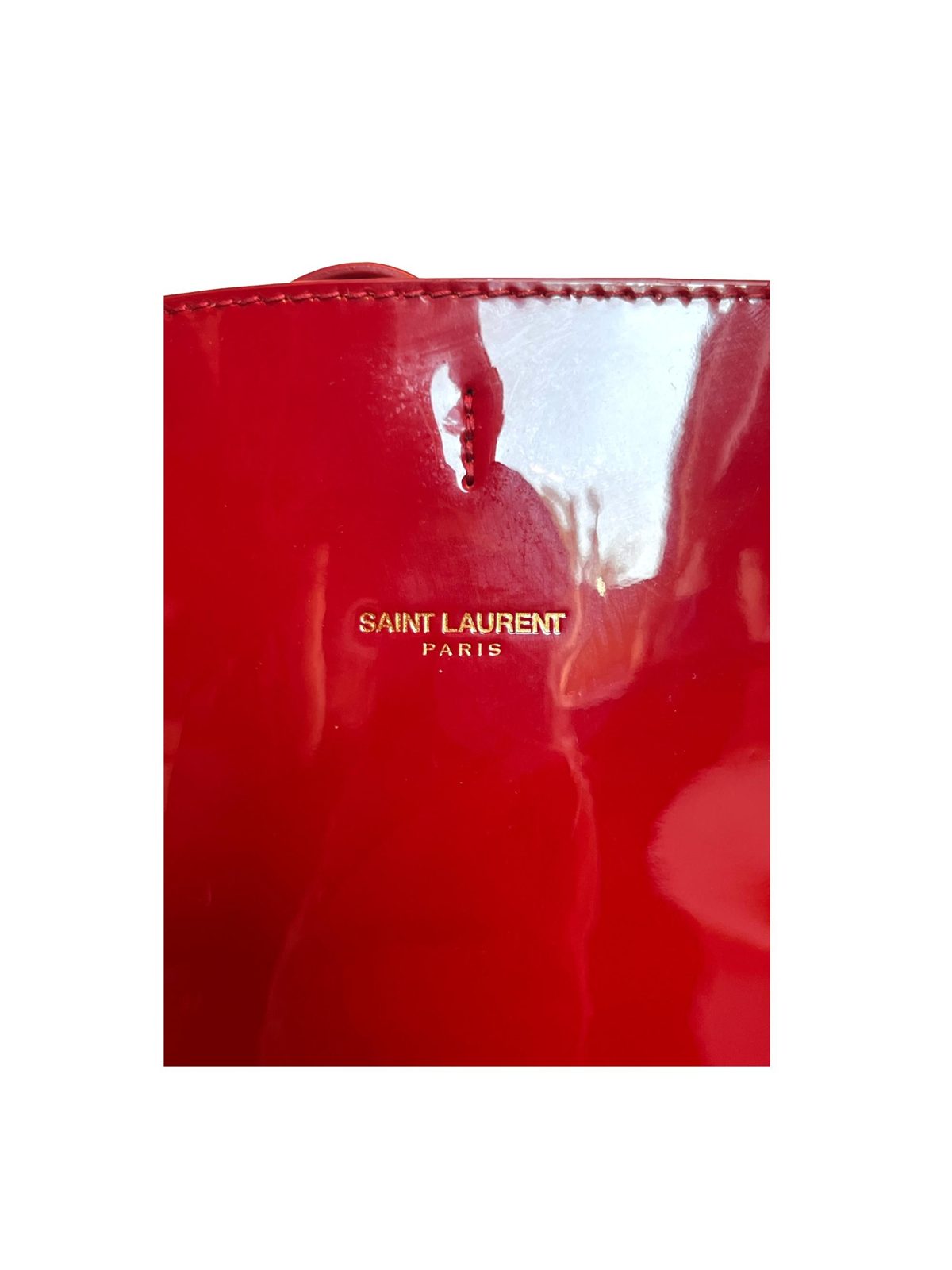 Saint Laurent Suzanne Red Patent Leather Small Chain Hobo Bag