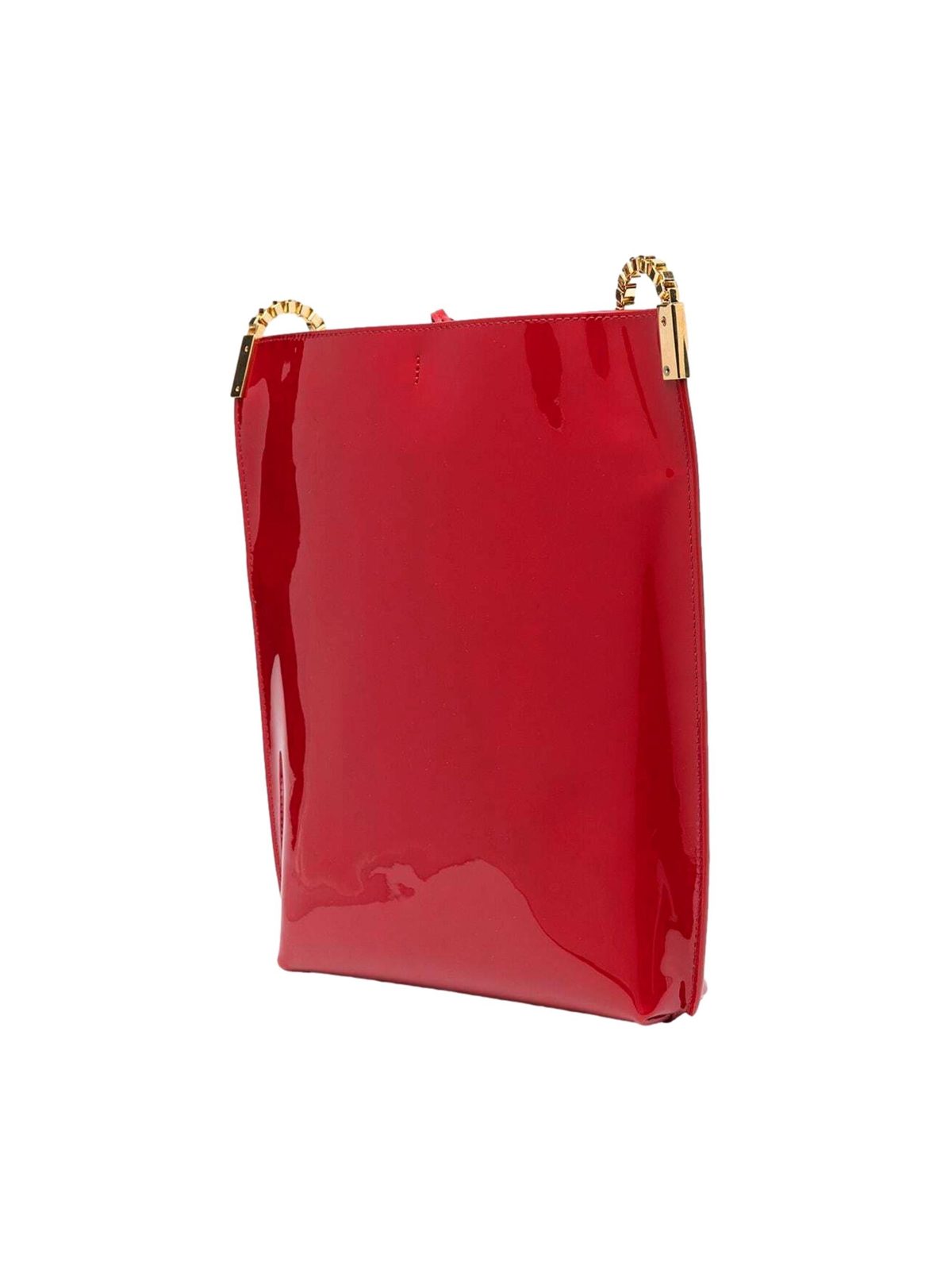 Saint Laurent Suzanne Red Patent Leather Small Chain Hobo Bag