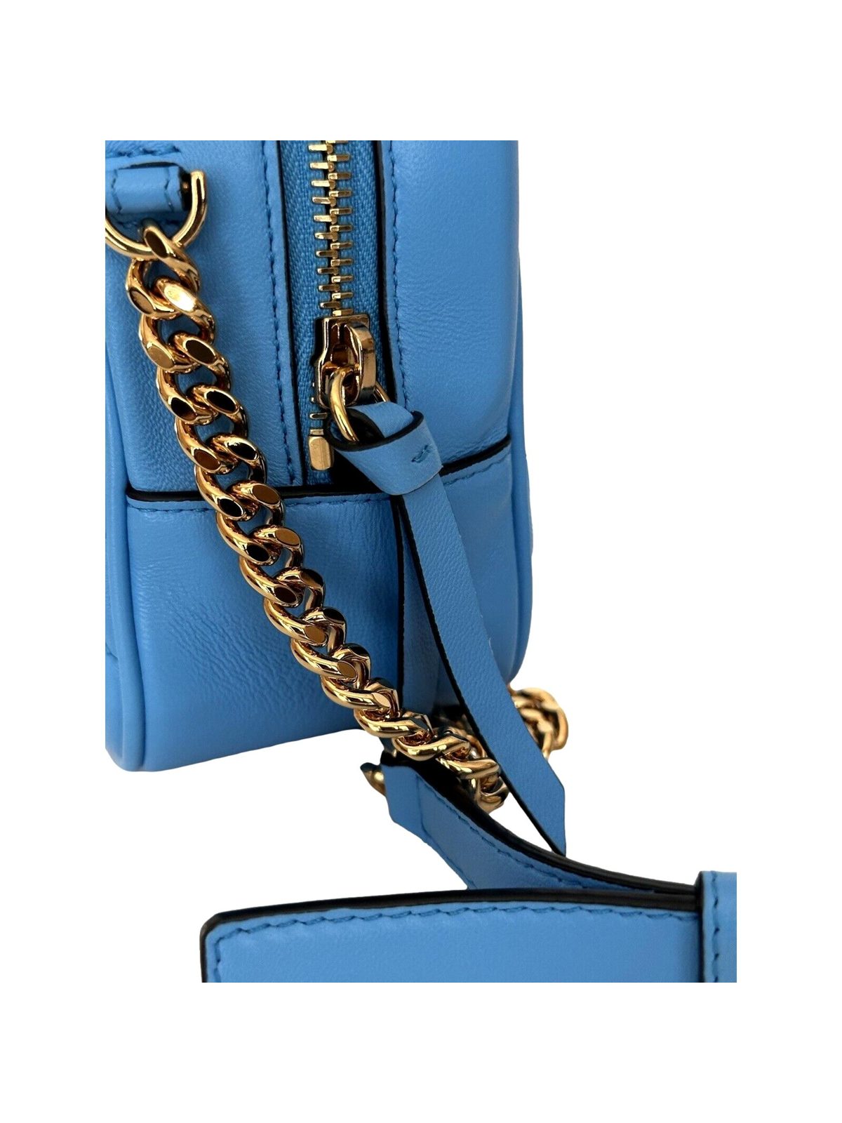 Versace La Medusa Blue Quilted Lamb Leather Medium Crossbody Bag
