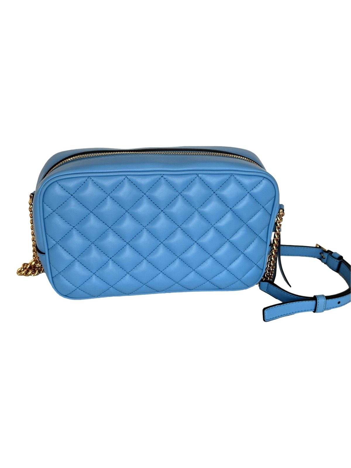 Versace La Medusa Blue Quilted Lamb Leather Medium Crossbody Bag