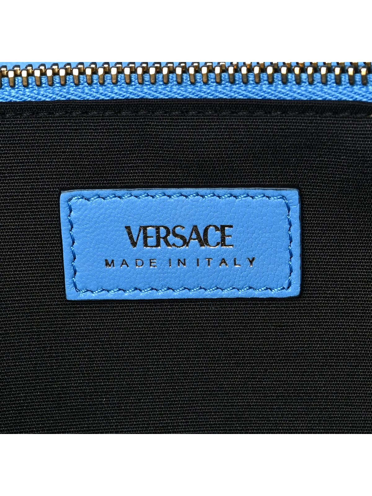 Versace La Medusa Blue Quilted Lamb Leather Crossbody Clutch Bag