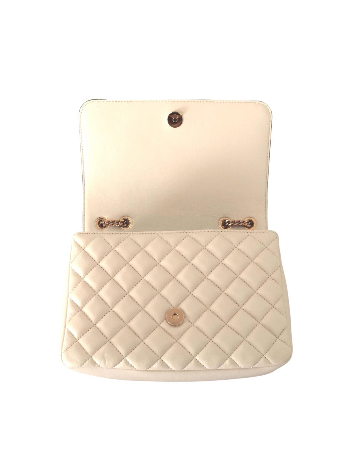 Versace La Medusa Beige Quilted Lamb Leather Large Shoulder Bag