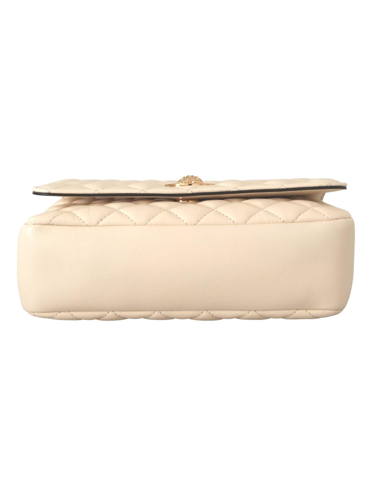 Versace La Medusa Beige Quilted Lamb Leather Large Shoulder Bag