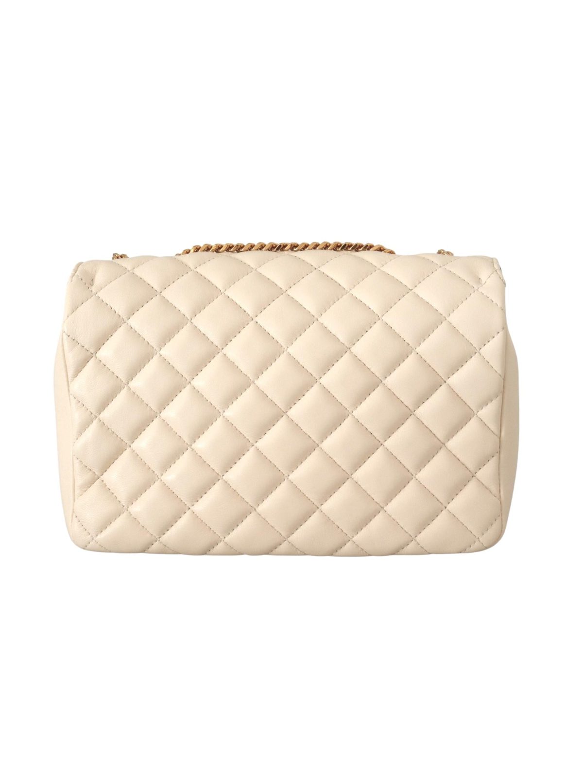 Versace La Medusa Beige Quilted Lamb Leather Large Shoulder Bag