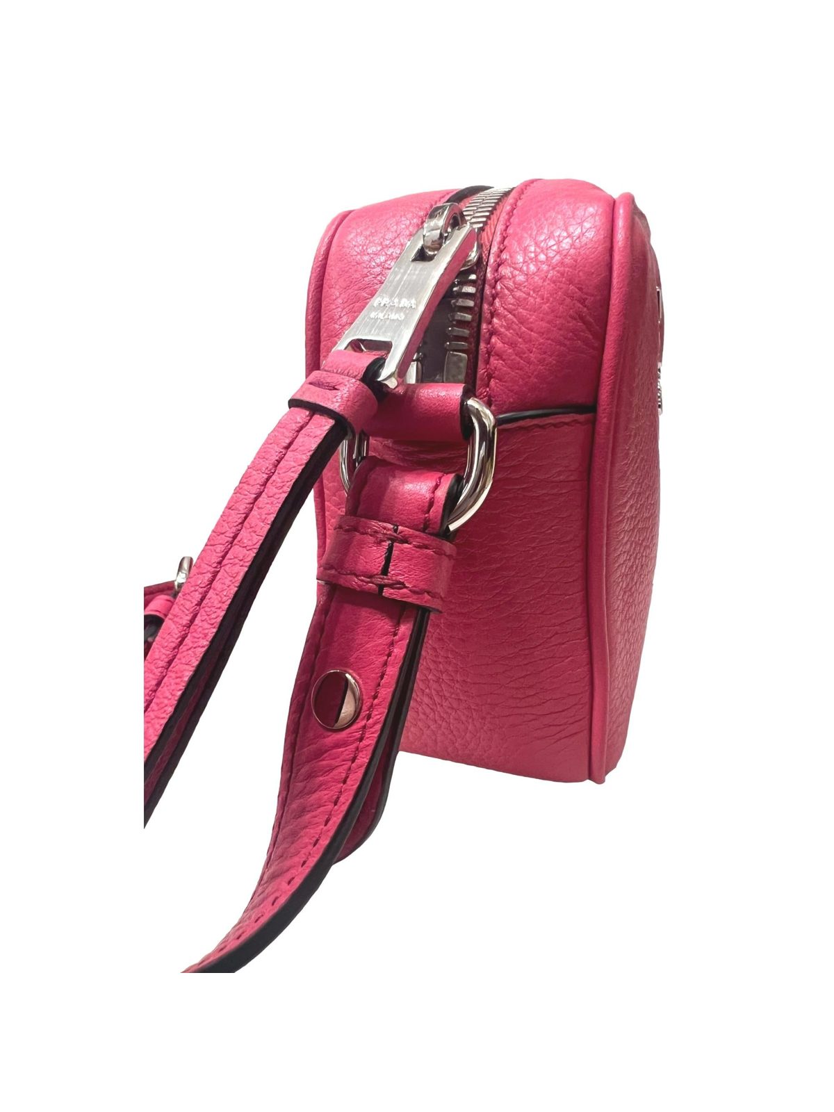 Prada Vitello Phenix Pink Leather Small Camera Crossbody Bag
