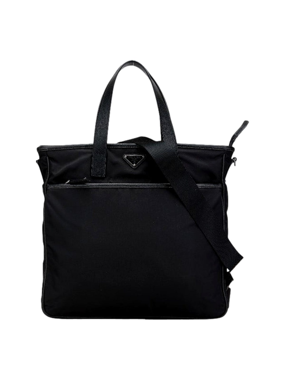 Prada Re-Nylon Black Nylon and Saffiano Large Crossbody Tote Bag