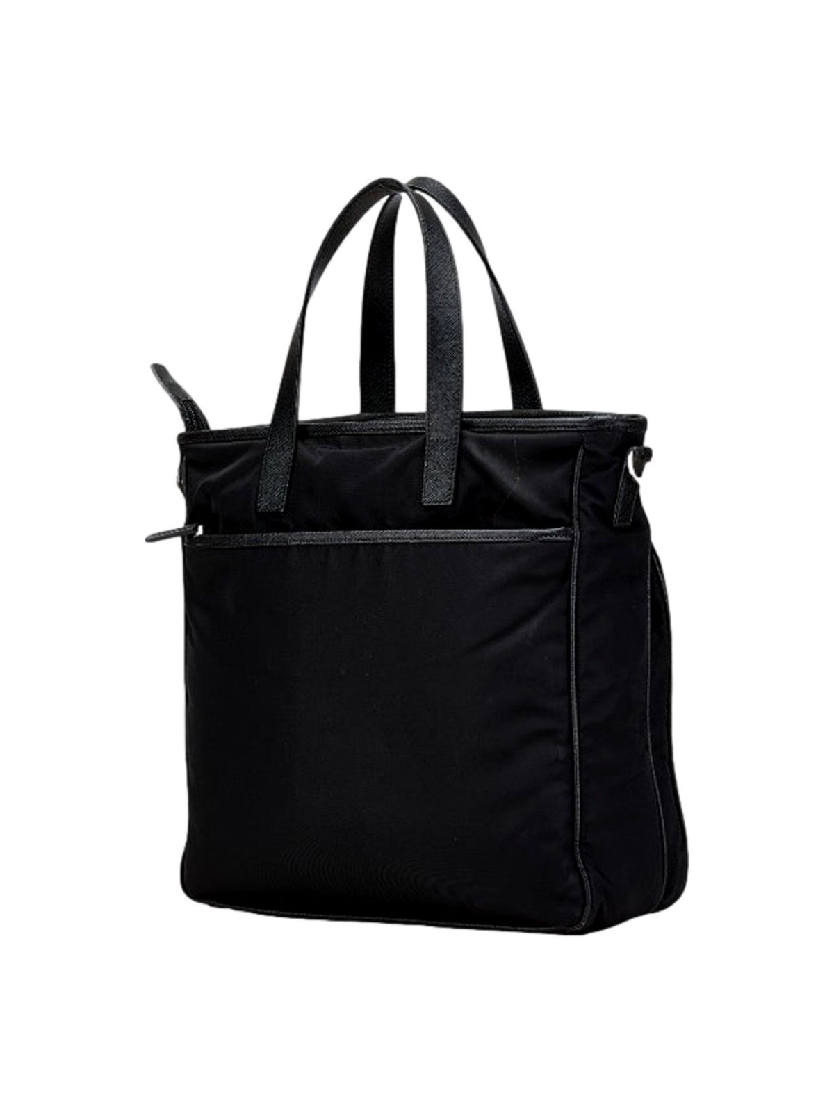 Prada Re-Nylon Black Nylon and Saffiano Large Crossbody Tote Bag