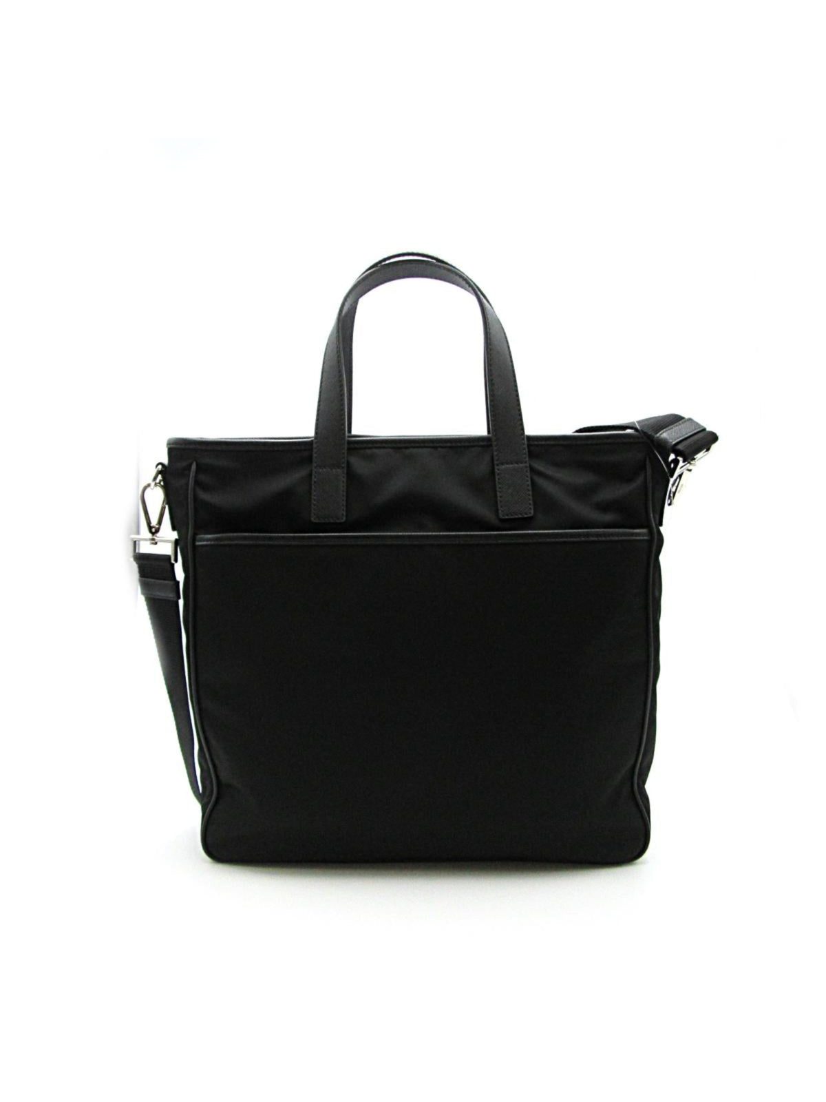 Prada Re-Nylon Black Nylon and Saffiano Large Crossbody Tote Bag