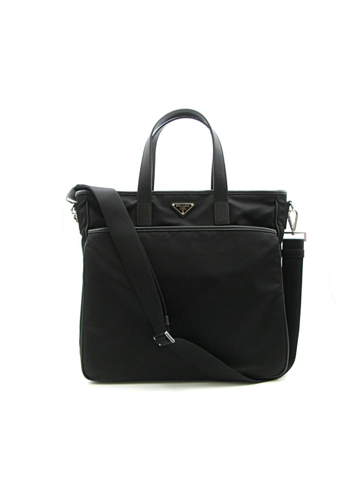 Prada Re-Nylon Black Nylon and Saffiano Large Crossbody Tote Bag