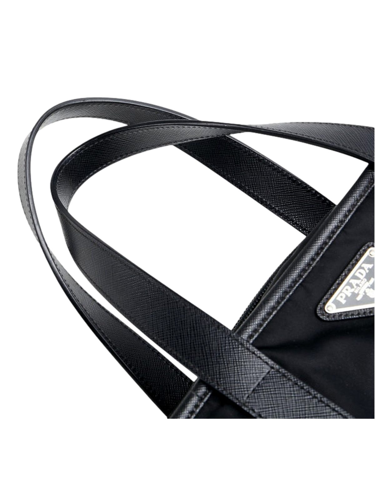 Prada Re-Nylon Black Nylon and Saffiano Large Crossbody Tote Bag