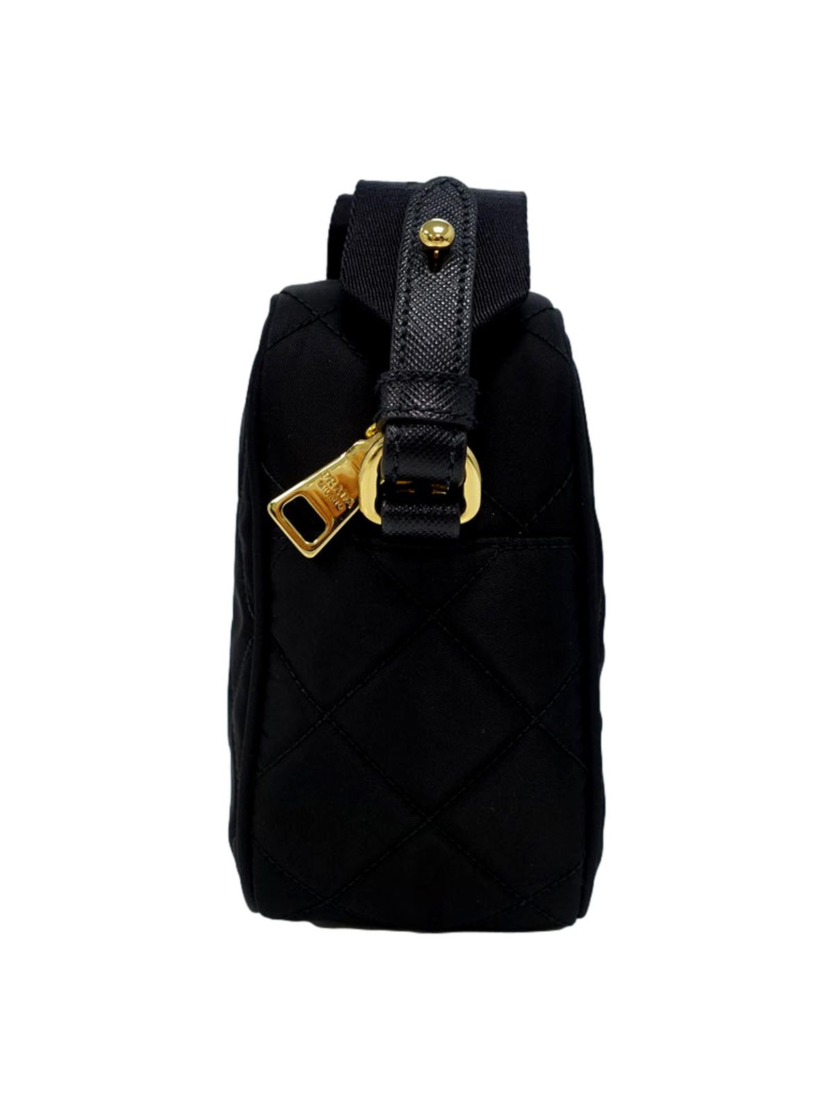 Prada Tessuto Black Quilted Nylon Triangle Logo Camera Crossbody Bag
