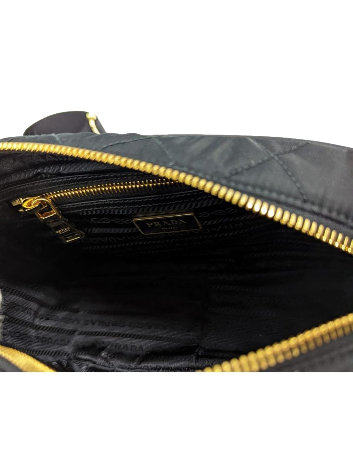 Prada Tessuto Black Quilted Nylon Triangle Logo Camera Crossbody Bag