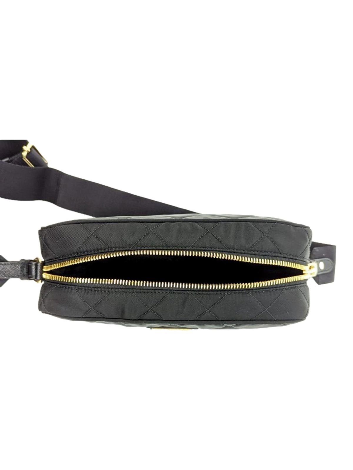 Prada Tessuto Black Quilted Nylon Triangle Logo Camera Crossbody Bag