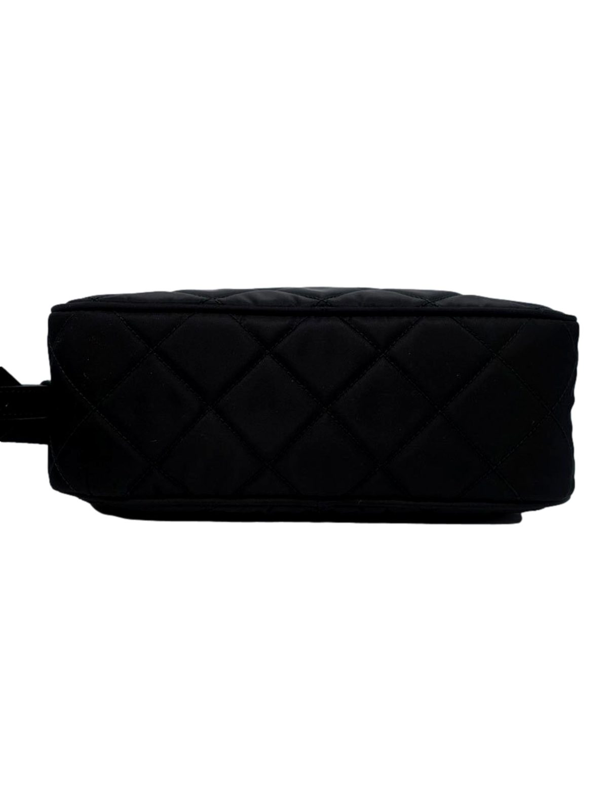 Prada Tessuto Black Quilted Nylon Triangle Logo Camera Crossbody Bag