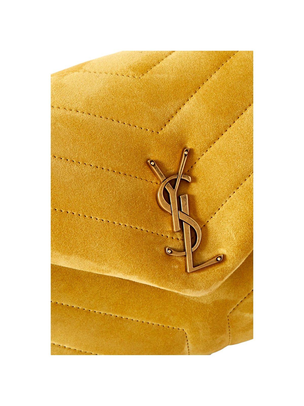 Saint Laurent Loulou Monogram Chartreuse Suede Medium Shoulder Bag