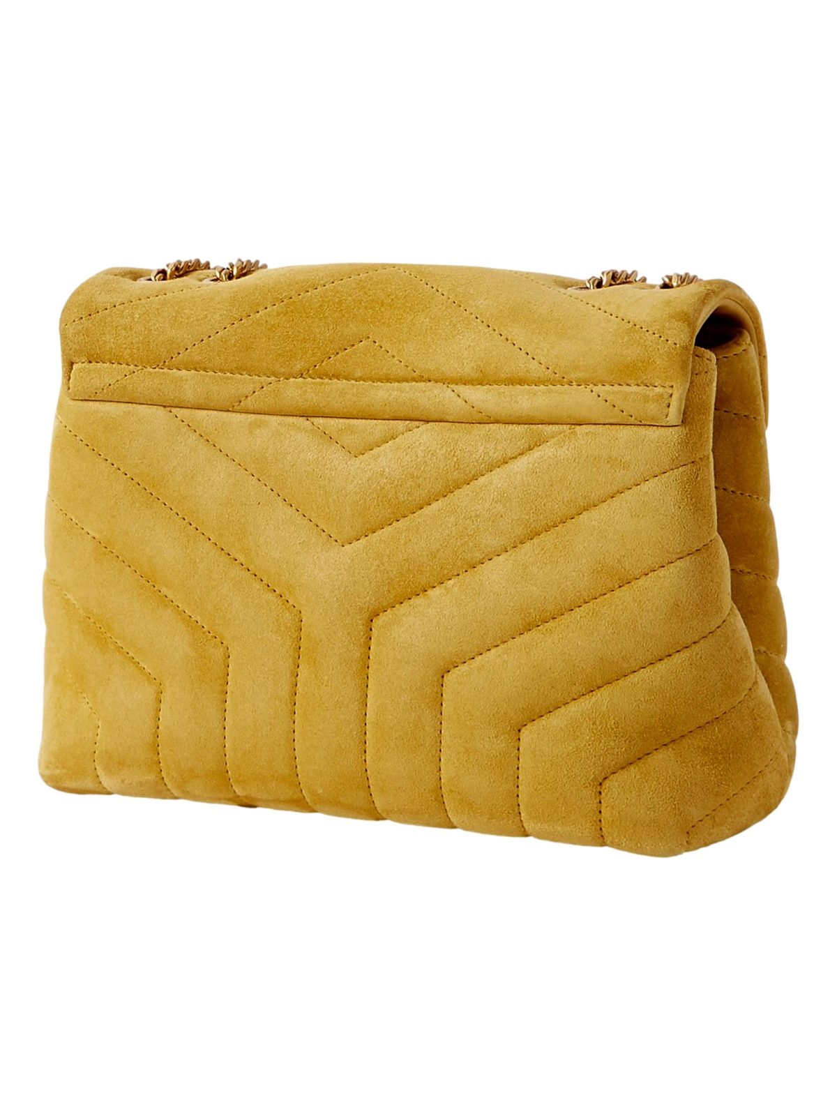 Saint Laurent Loulou Monogram Chartreuse Suede Medium Shoulder Bag