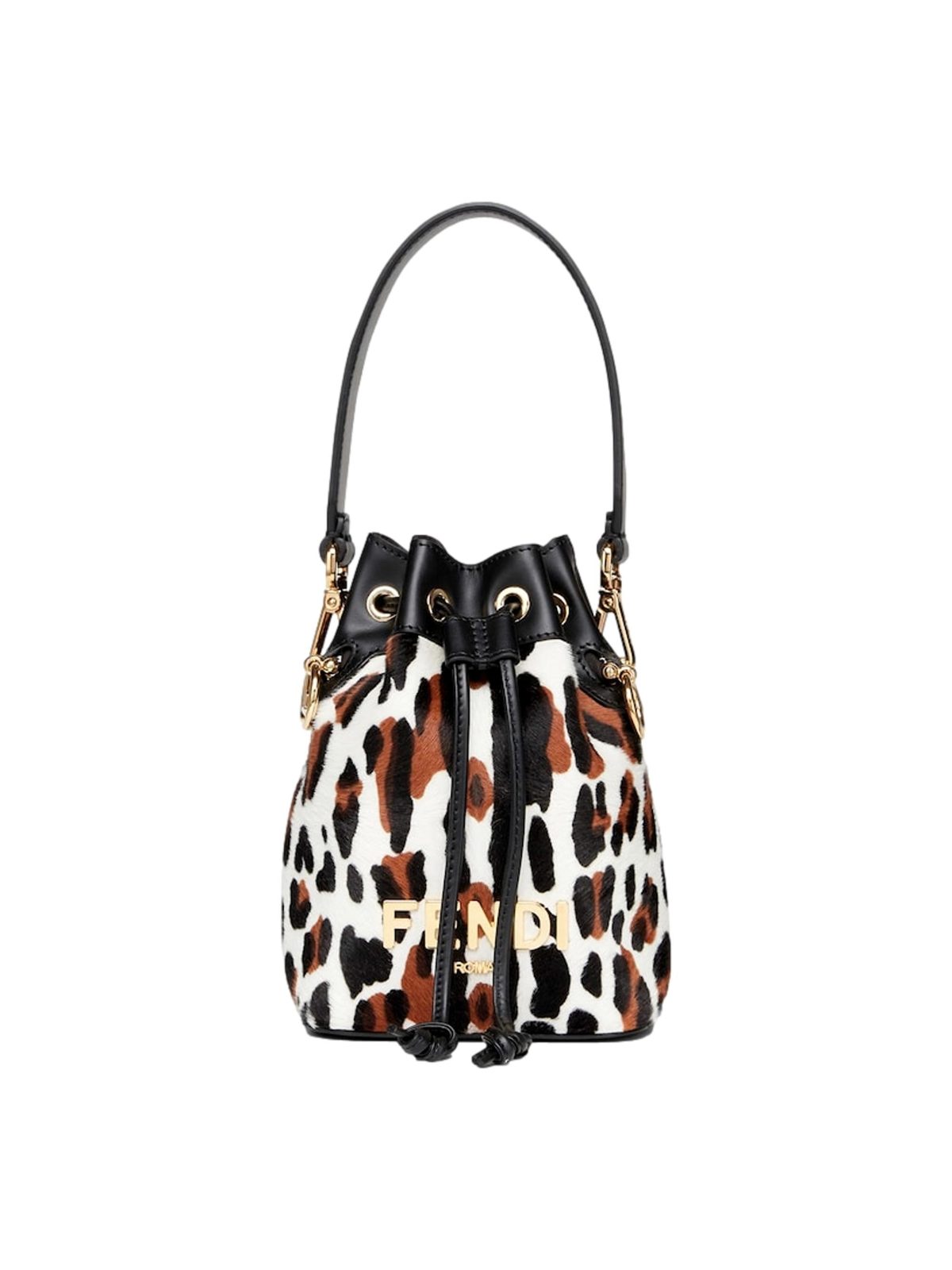 Fendi Mon Tresor Mini Bucket Crossbody Animal Print Sheepskin Bag