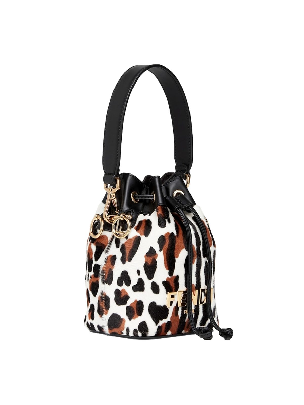 Fendi Mon Tresor Mini Bucket Crossbody Animal Print Sheepskin Bag