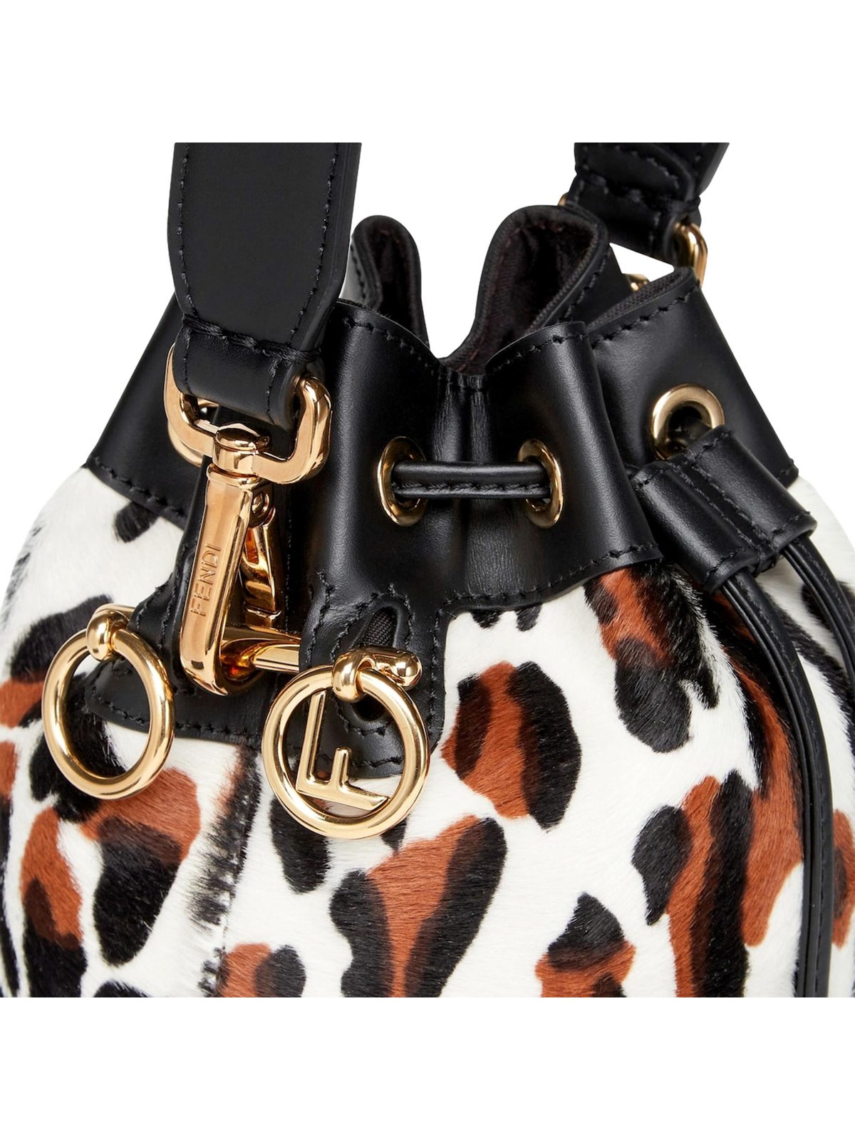 Fendi Mon Tresor Mini Bucket Crossbody Animal Print Sheepskin Bag