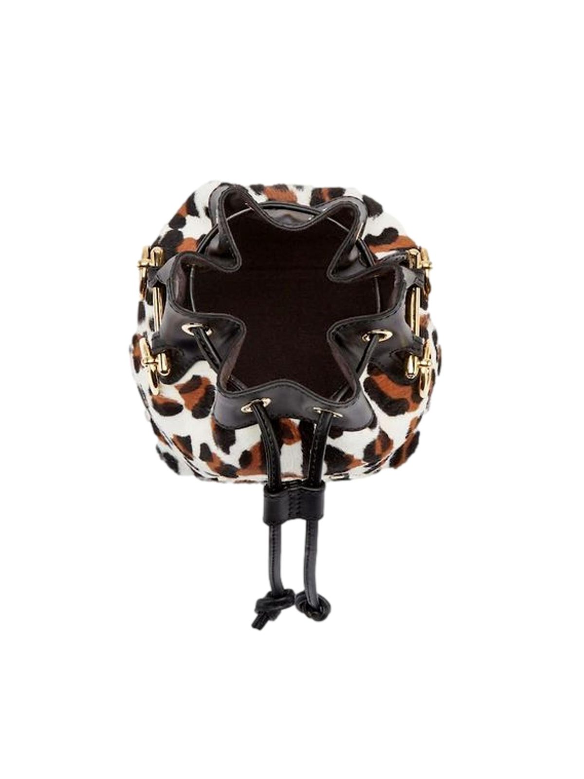 Fendi Mon Tresor Mini Bucket Crossbody Animal Print Sheepskin Bag