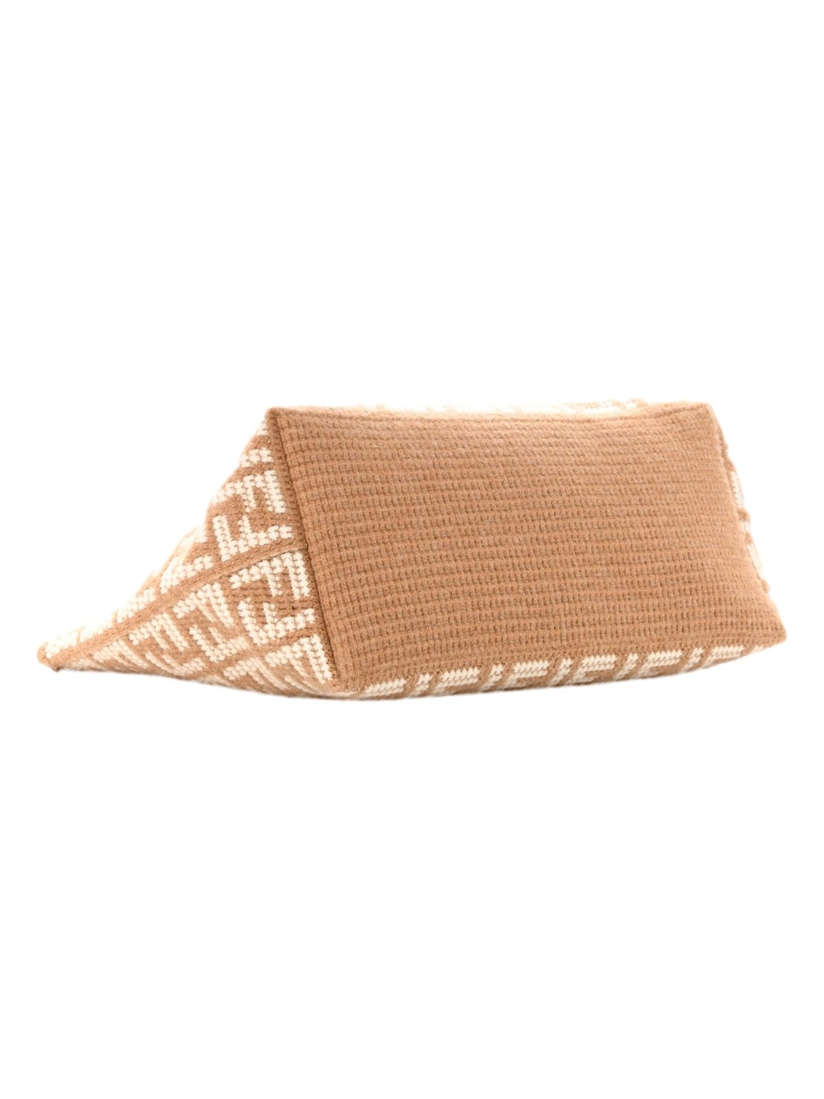 Fendi FF Cammello Large Shopper Tote Beige Knitted Cashmere Bag