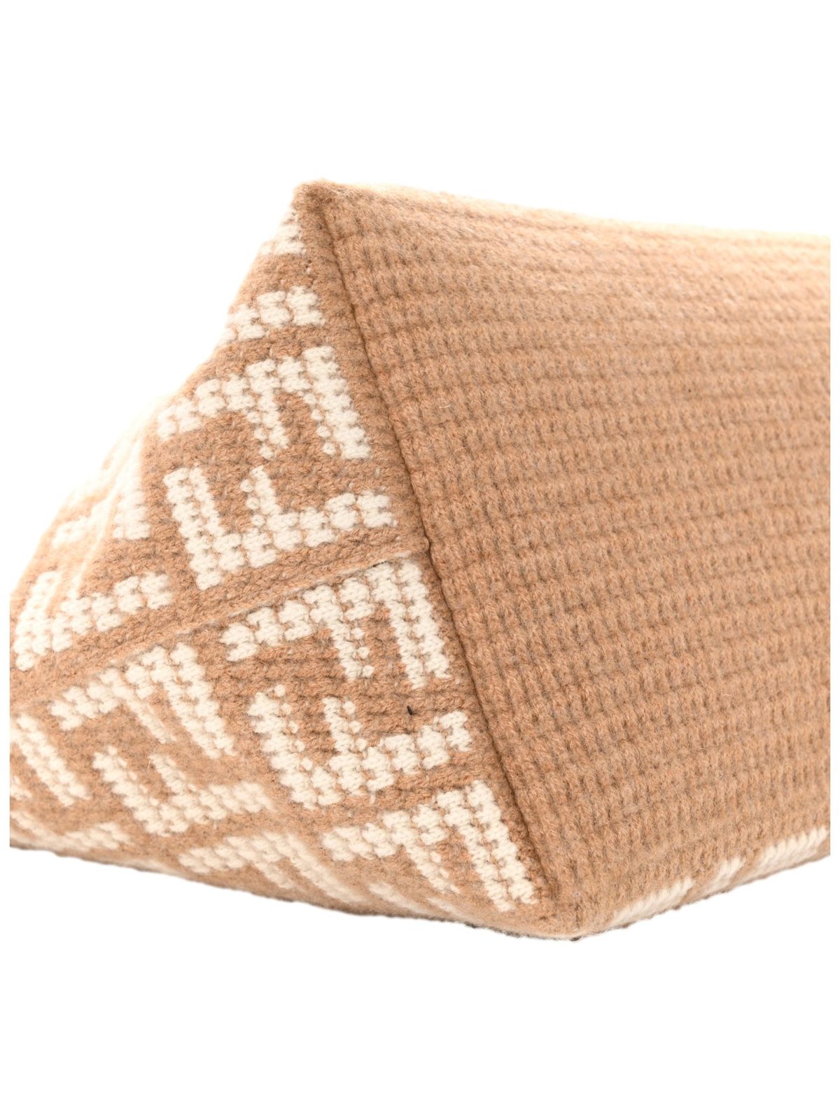 Fendi FF Cammello Large Shopper Tote Beige Knitted Cashmere Bag