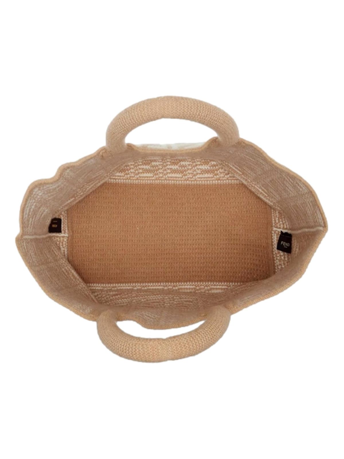 Fendi FF Cammello Large Shopper Tote Beige Knitted Cashmere Bag