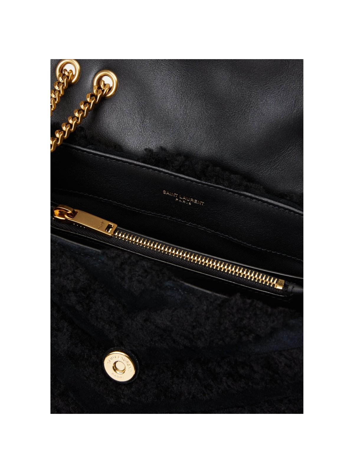 Saint Laurent Loulou Black Shearling Medium Shoulder Bag