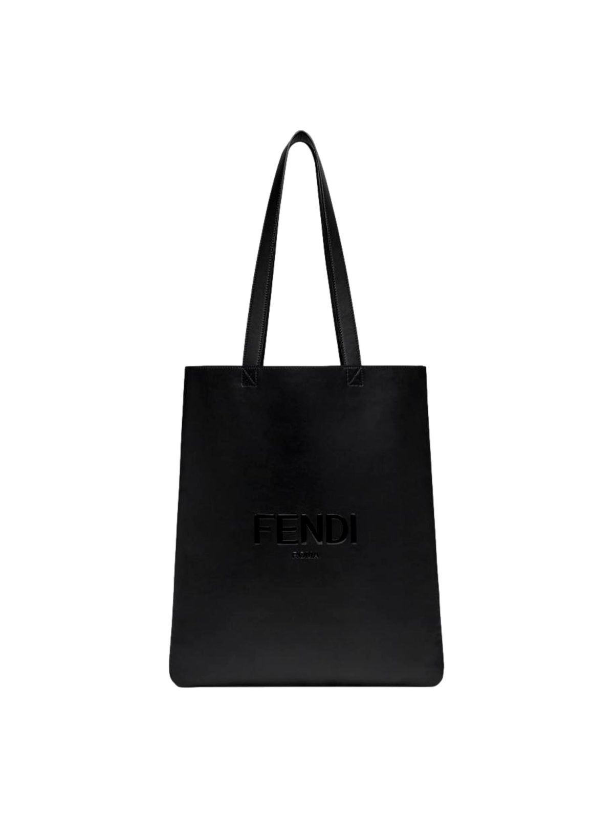 Fendi Roma Black Calfskin Leather Large Shopping Tote Bag
