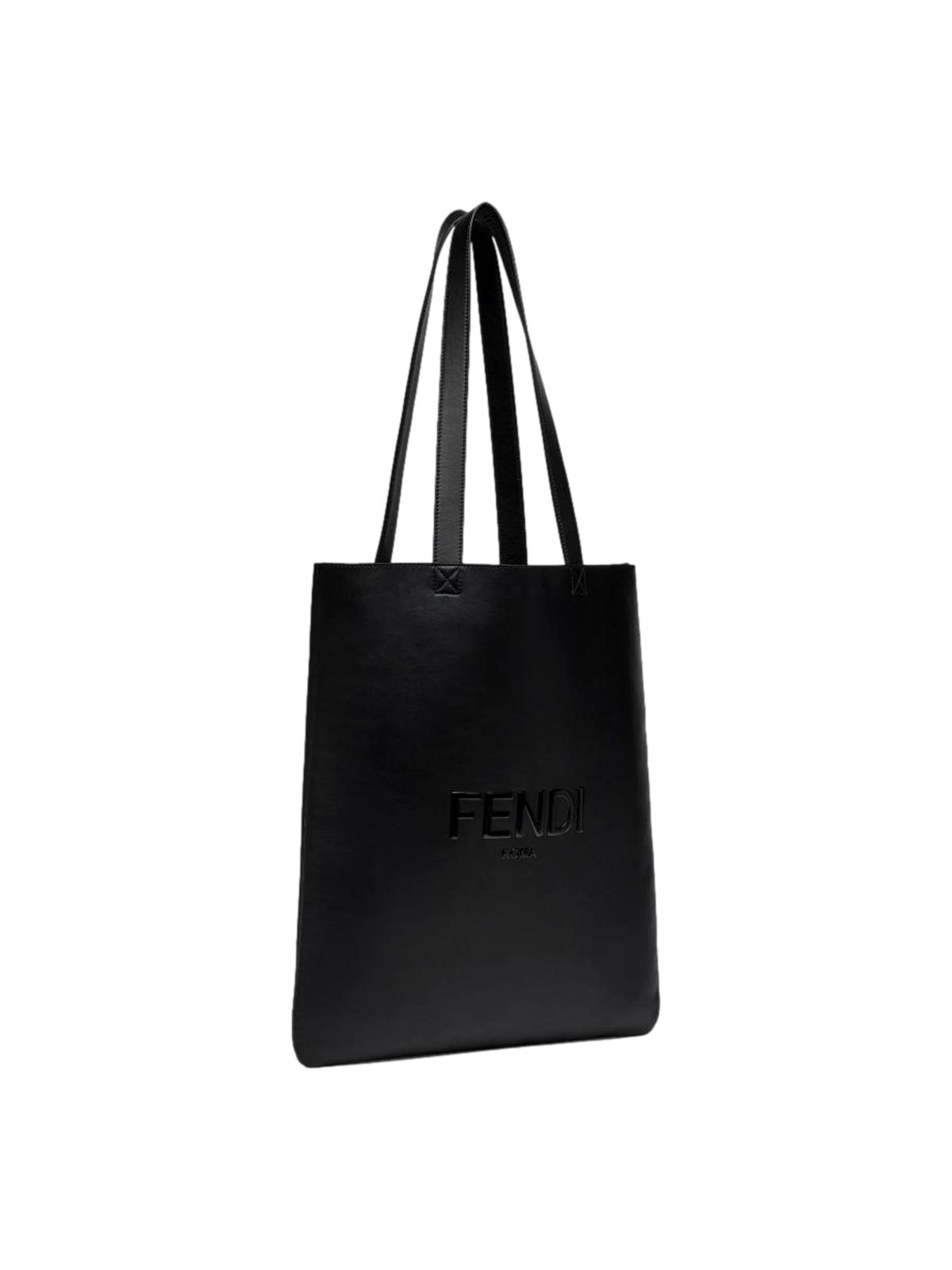 Fendi Roma Black Calfskin Leather Large Shopping Tote Bag