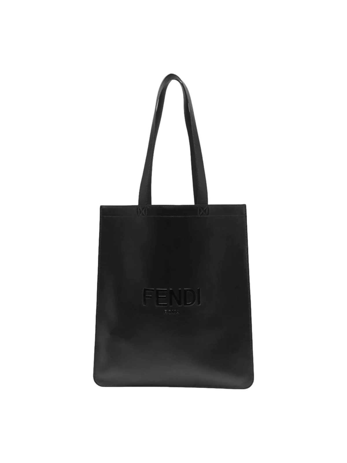 Fendi Roma Black Calfskin Leather Large Shopping Tote Bag