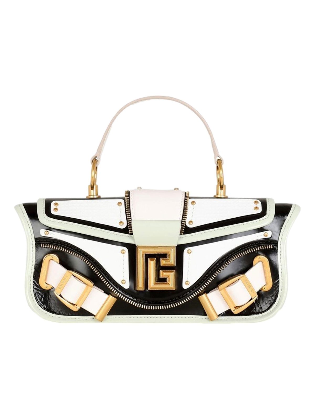 Balmain Blaze Mint Green Leather Baguette Top Handle Crossbody Bag