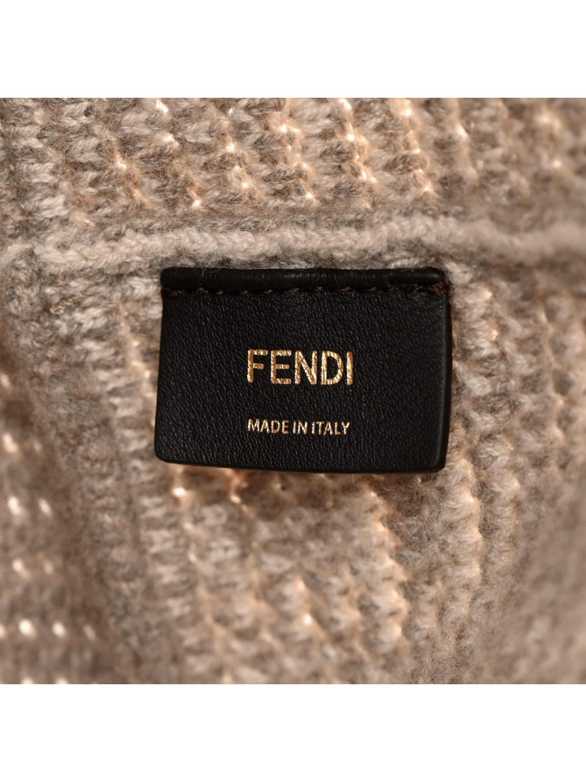 Fendi FF Tortora Gray Knitted Cashmere Wool Large Shopper Tote Bag