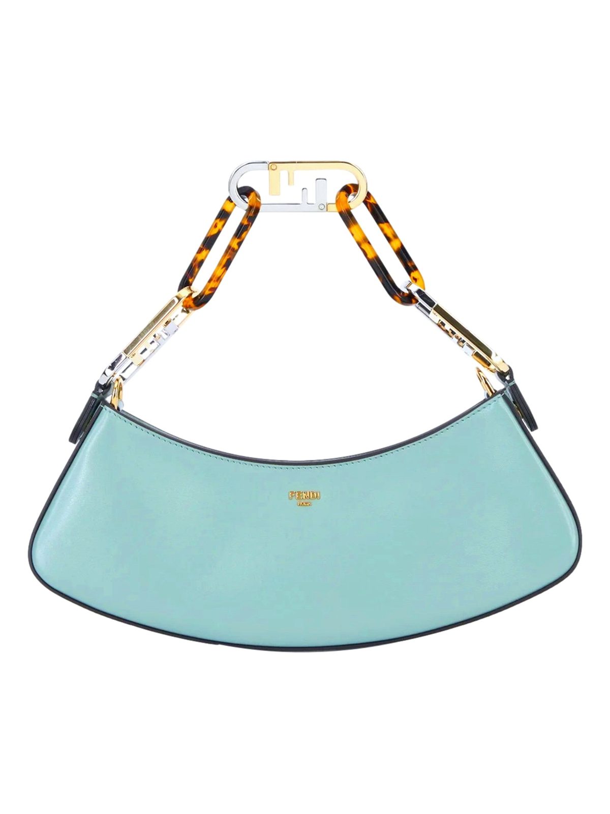 Fendi O'Lock Swing Tiffany Blue Calf Leather Small Hobo Shoulder Bag