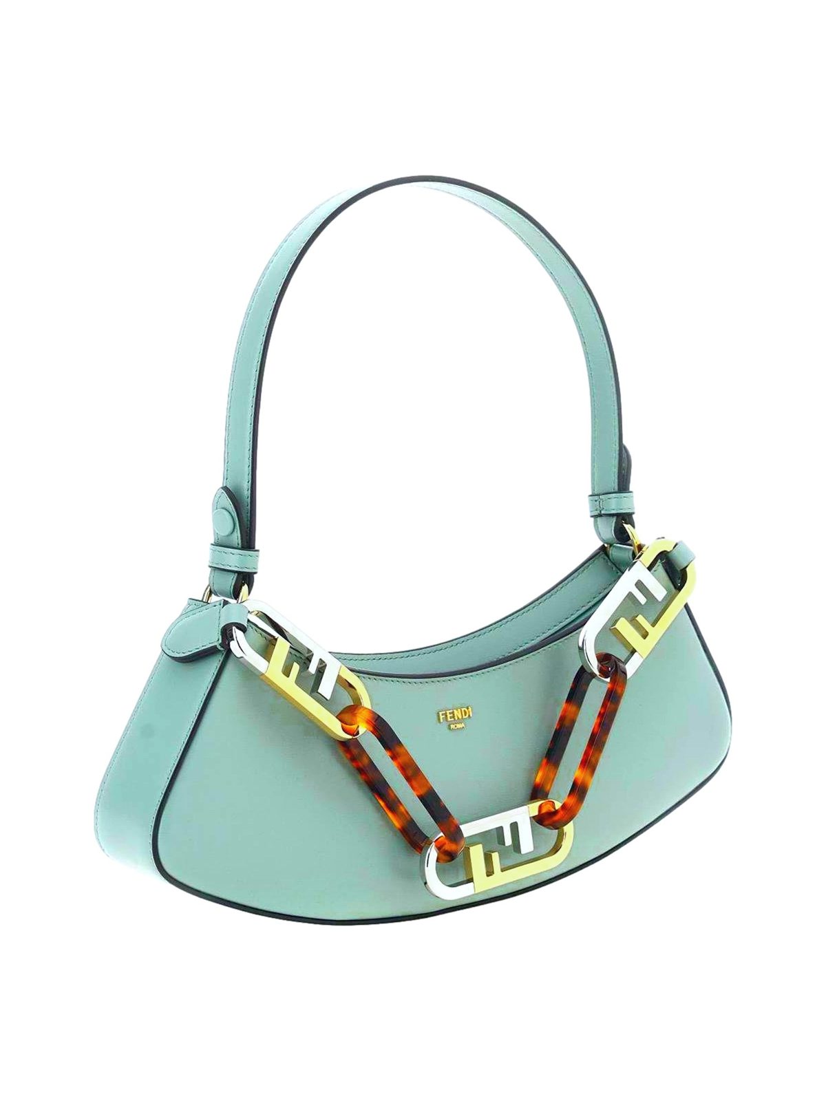 Fendi O'Lock Swing Tiffany Blue Calf Leather Small Hobo Shoulder Bag