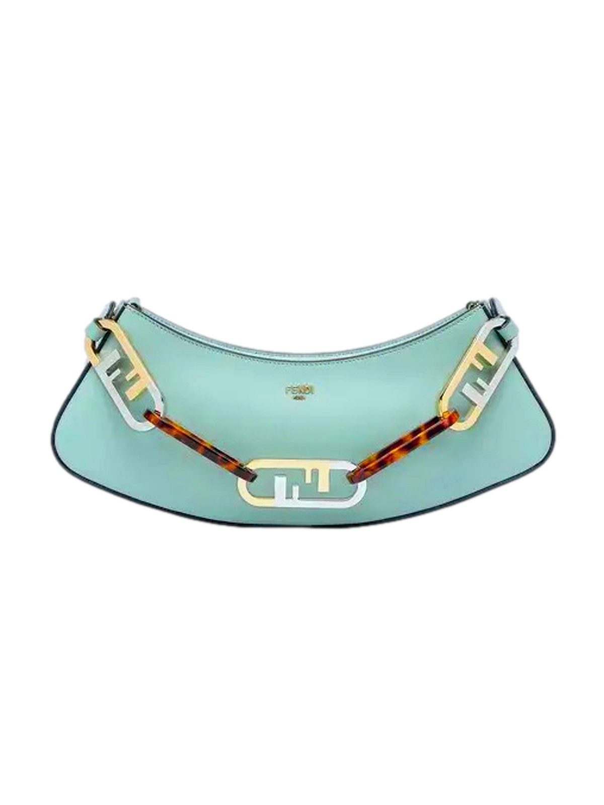 Fendi O'Lock Swing Tiffany Blue Calf Leather Small Hobo Shoulder Bag