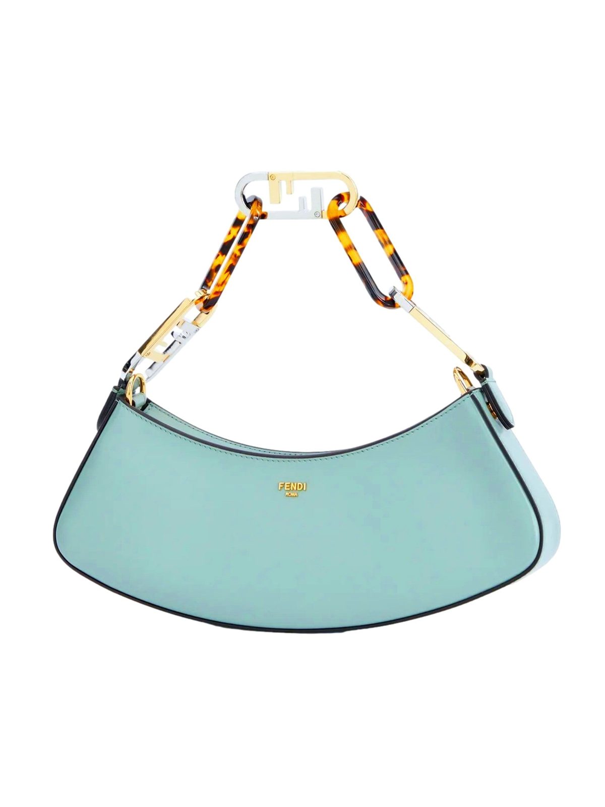 Fendi O'Lock Swing Tiffany Blue Calf Leather Small Hobo Shoulder Bag