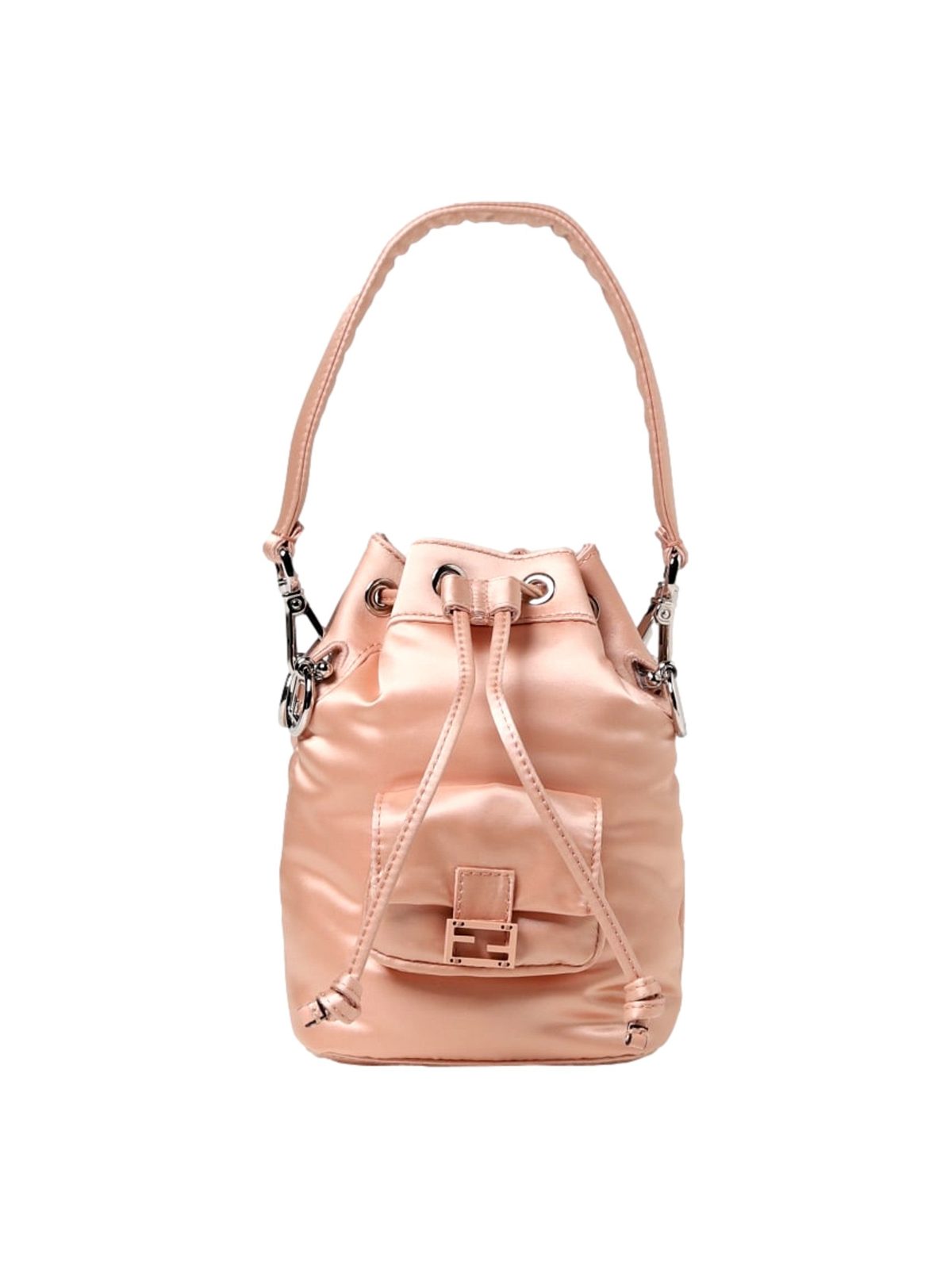 Fendi Mon Tresor Baguette Baby Pink Nylon Bucket Mini Crossbody Bag