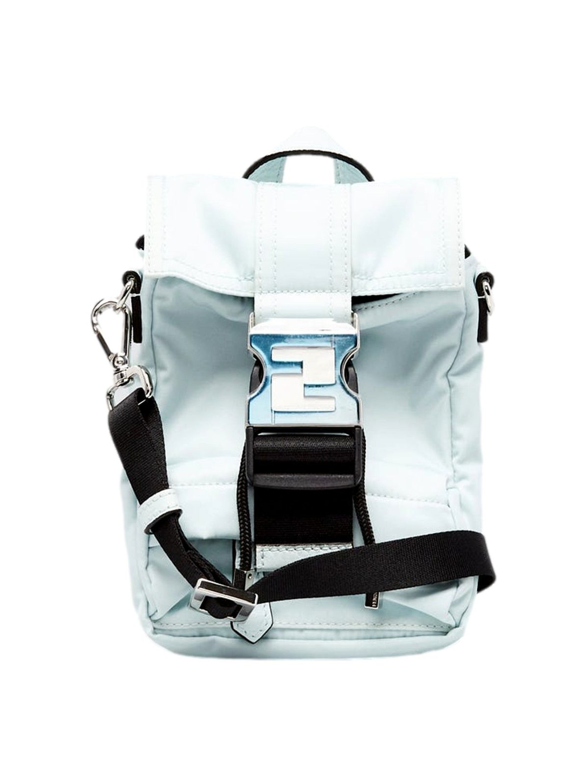 Fendi Fendiness Mini Backpack Crossbody Cyber Blue Nylon FF Mesh
