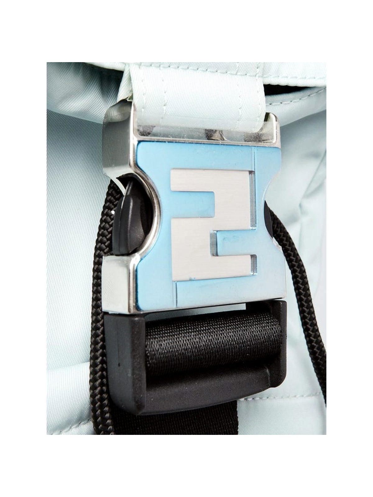 Fendi Fendiness Mini Backpack Crossbody Cyber Blue Nylon FF Mesh