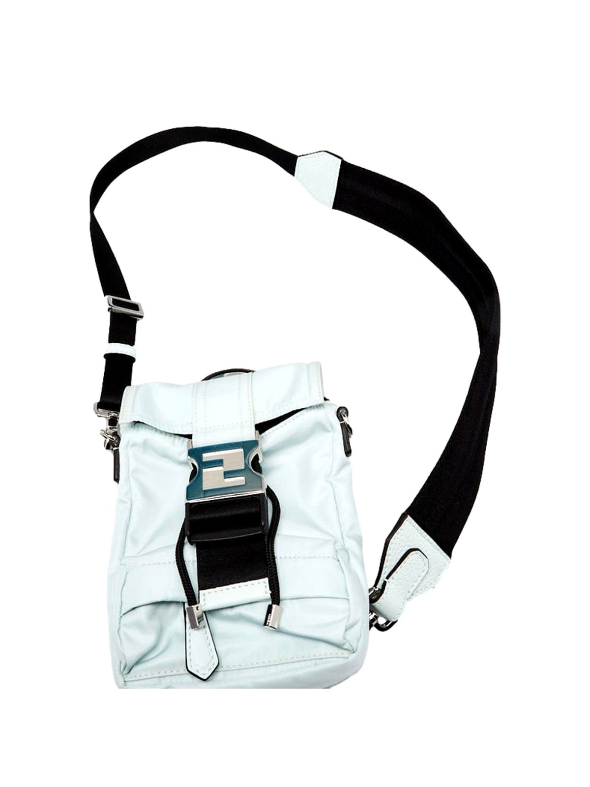 Fendi Fendiness Mini Backpack Crossbody Cyber Blue Nylon FF Mesh