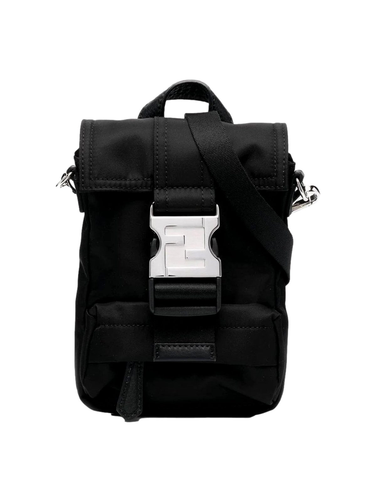 Fendi Fendiness Mini Backpack Crossbody Black Nylon FF Mesh