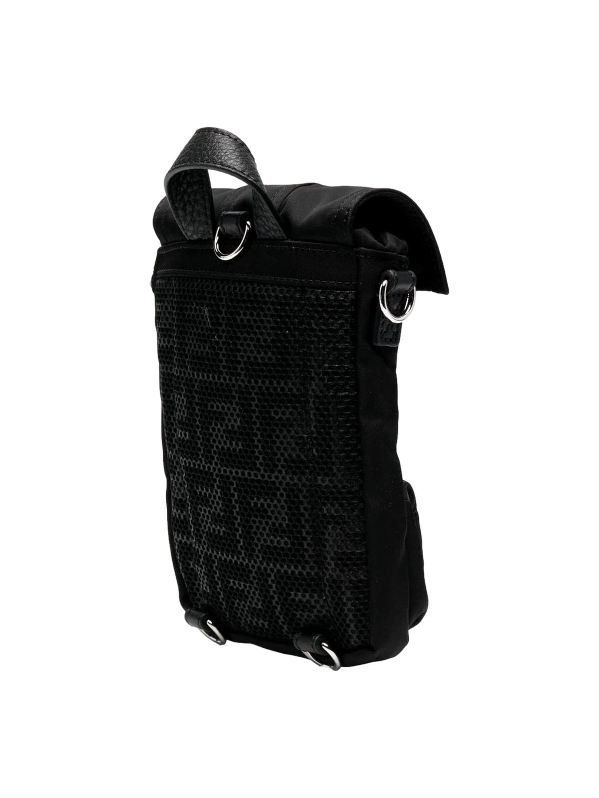 Fendi Fendiness Mini Backpack Crossbody Black Nylon FF Mesh