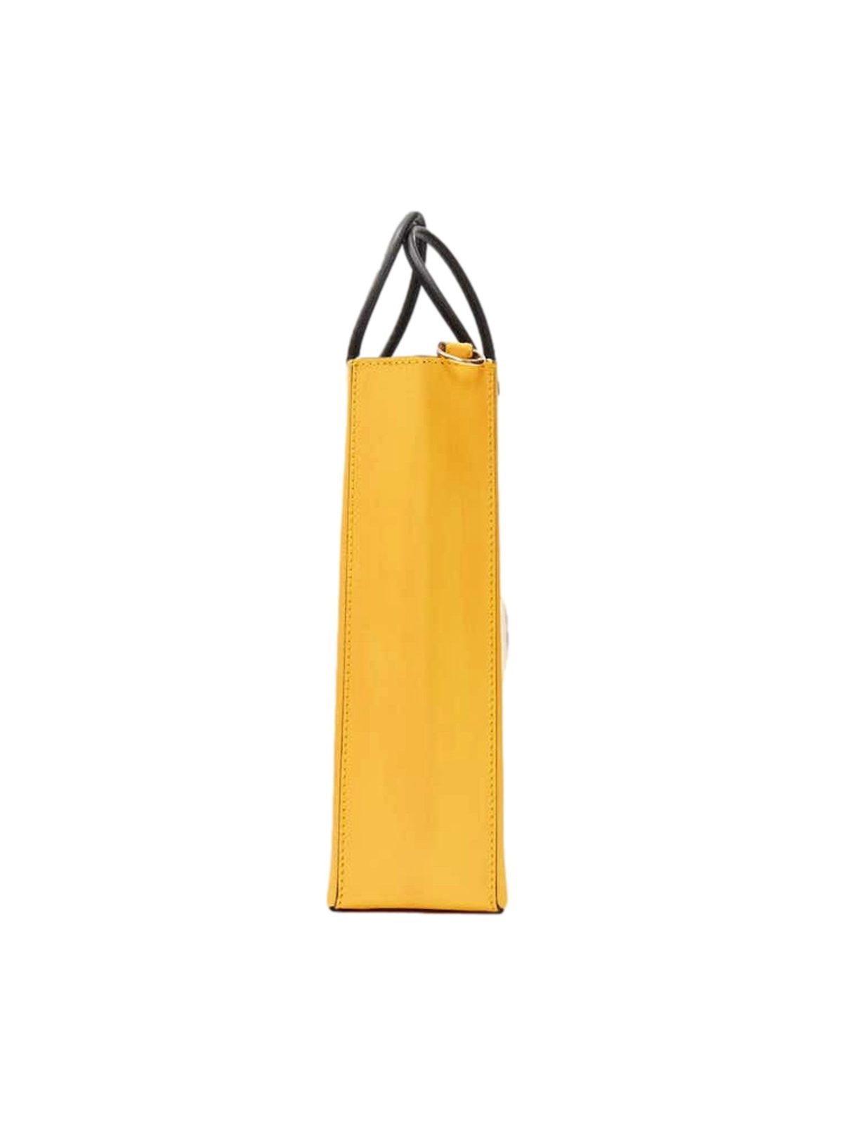 Fendi Roma 2Way Embossed Yellow Leather Crossbody Shopping Tote Bag